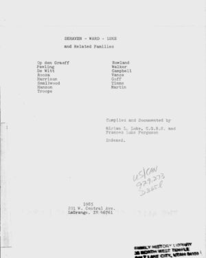 DeHaven - Ward - Luke and Related Families (inc. Rowland), Miriam Luke, 1985