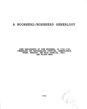 A Moorhead/Morehead Genealogy, Rex K Moorhead, 1992